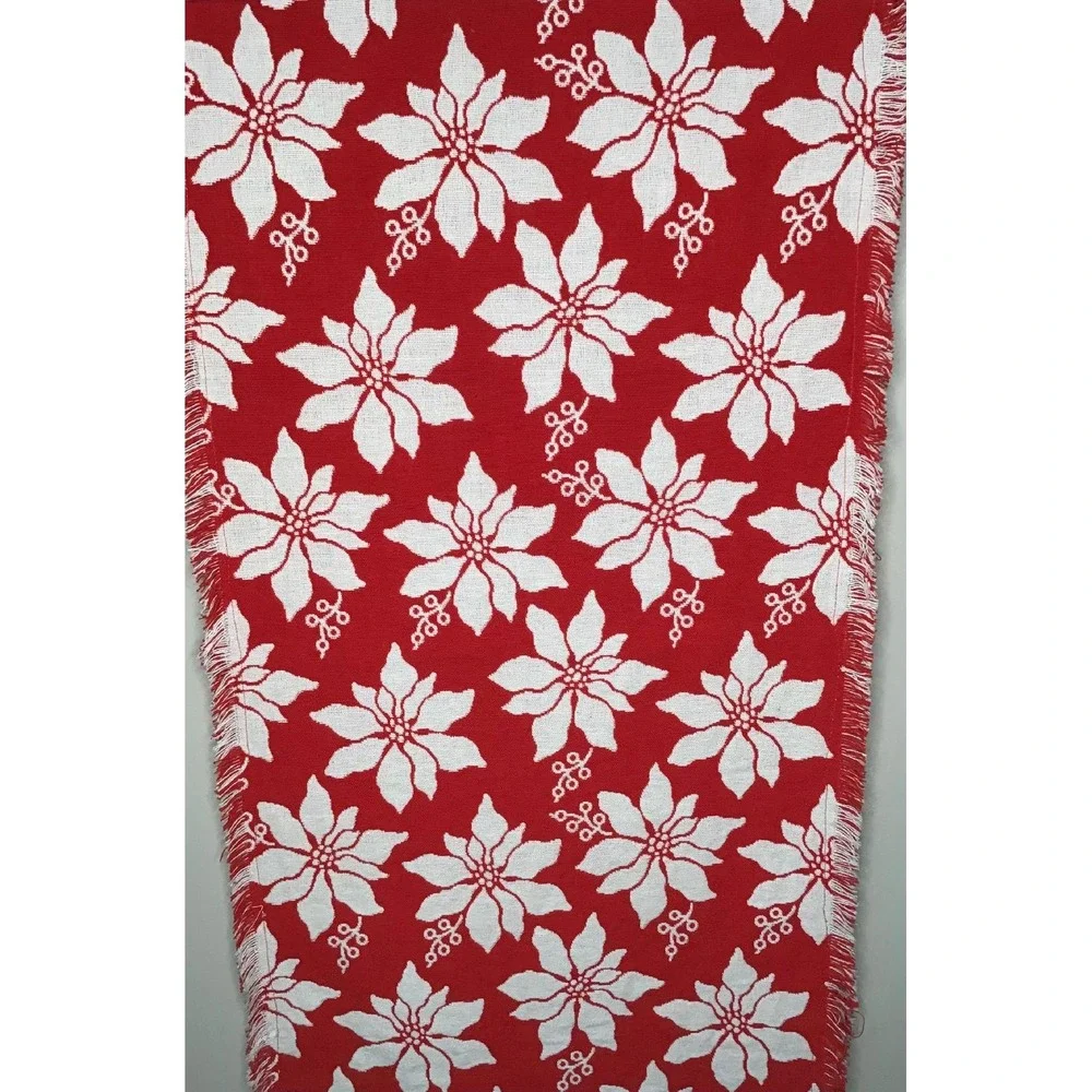 Rachel Ashwell Farmhouse Poinsettia Table Runner 18x108 Farmhouse Cottagecore